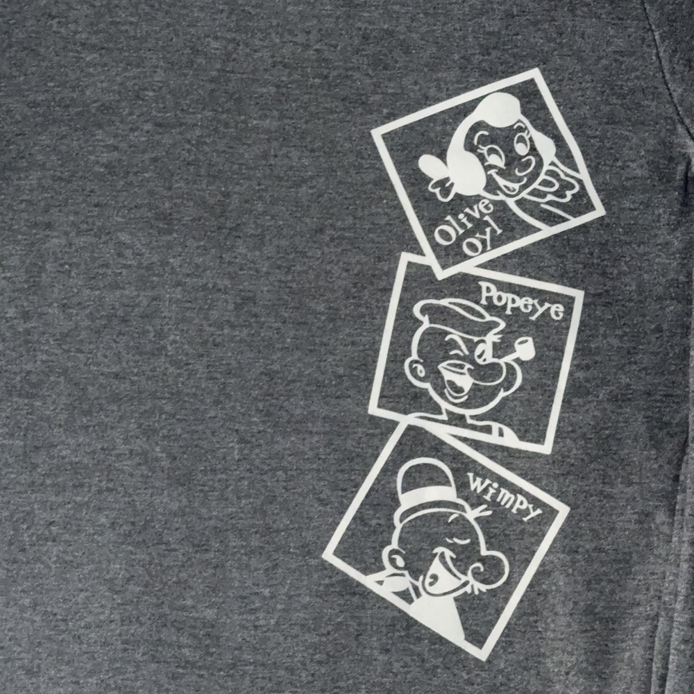 Popeye Olive Oyl Friends Long Sleeve T-Shirt Graphic Heather Grey Retro Cartoon